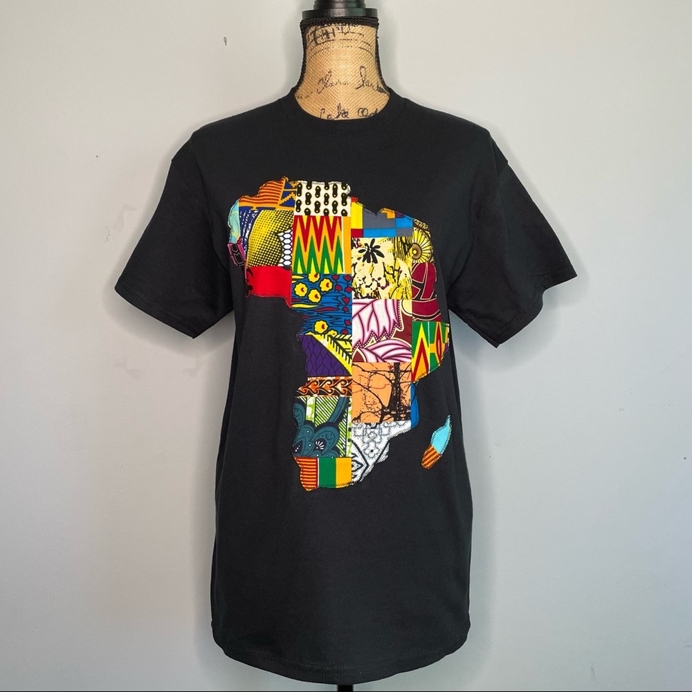 Map of Africa T-Shirt African Map Patchwork T-Shirt